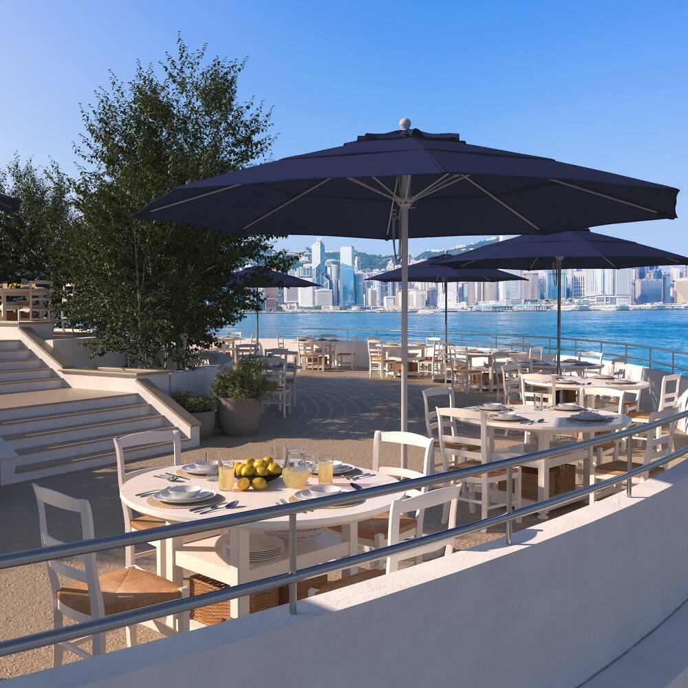 California Umbrella 11' Venture Series Patio Umbrella, White Aluminum Pole Fiberglass Ribs Pulley Lift Pacifica