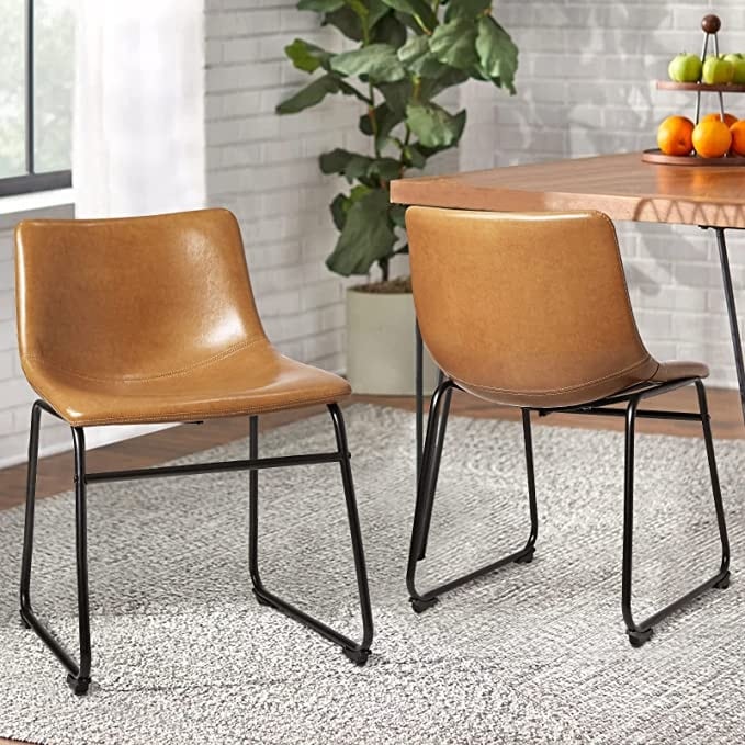 Yellow faux sales leather dining chairs