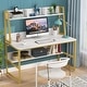 preview thumbnail 14 of 39, 47" Computer Desk with Hutch and Bookshelf White/Gold
