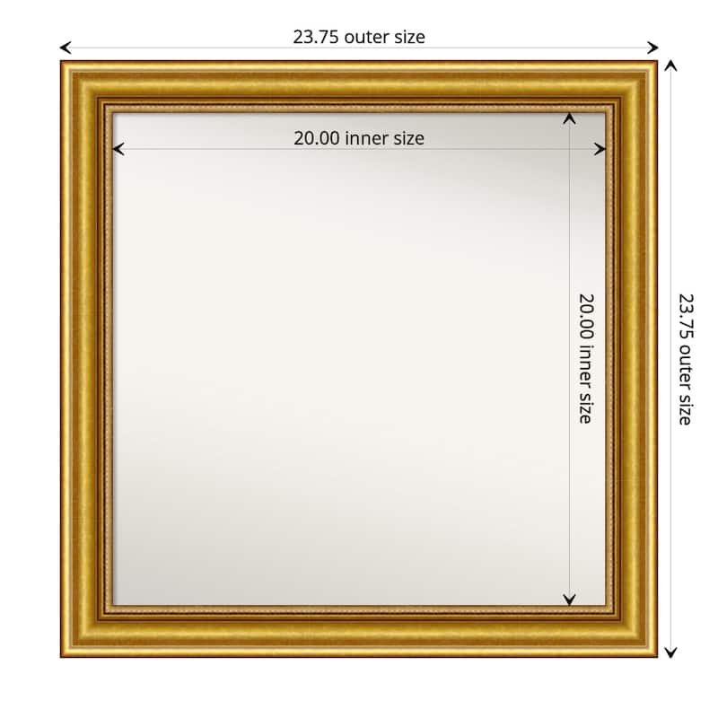Townhouse Gold Framed Non-Beveled Custom Wall Mirror, Bathroom Vanity Mirror - Outer Size: 23.75 x 23.75