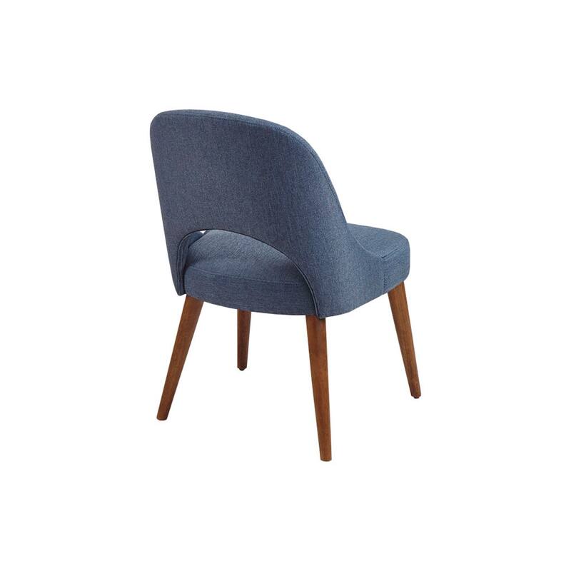 Roomfitters Mid-Century Modern Dining Side Chairs, Upholstered Set of 2 with Solid Wood Legs and Back Cut-Out