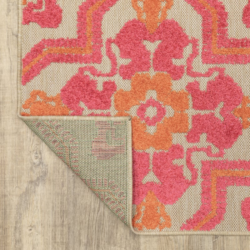 Style Haven Cara Mixed Pile Floral Medallions Indoor/ Outdoor Area Rug