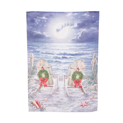 12.5 in. x 18 in. Christmas on the Beach Suede Garden Flag - Multicolor - 12.5 in x 18 in