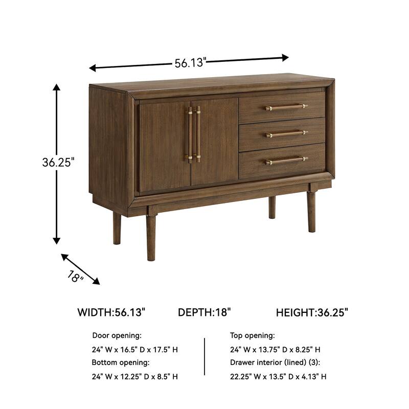Signature Design by Ashley Lyncott Brown Dining Server - 56.13" W x 18" D x 36.25" H