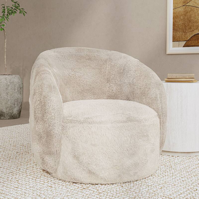 Classic Home Adley Plush Swivel Accent Chair in Sand - Sand