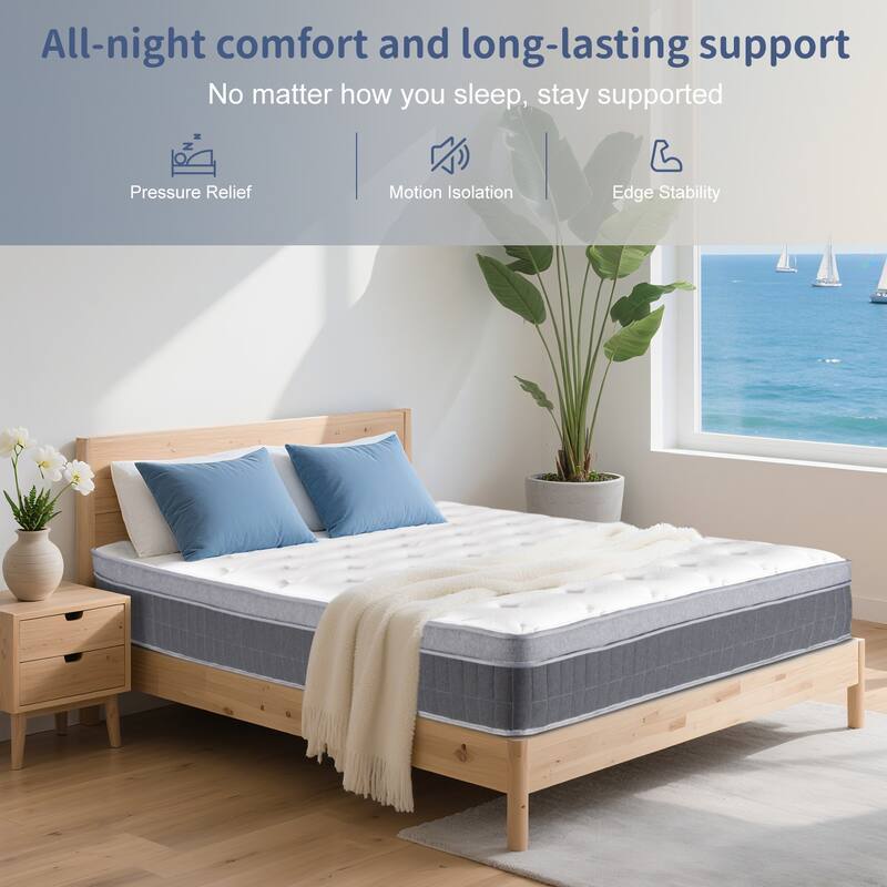 14" Queen Size Hybrid Mattress,Memory Foam,Pocket Springs,Medium Firm
