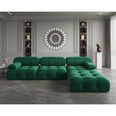 104" L-Shape Modular Sectional Sofa, Modern Velvet Upholstery Sofa