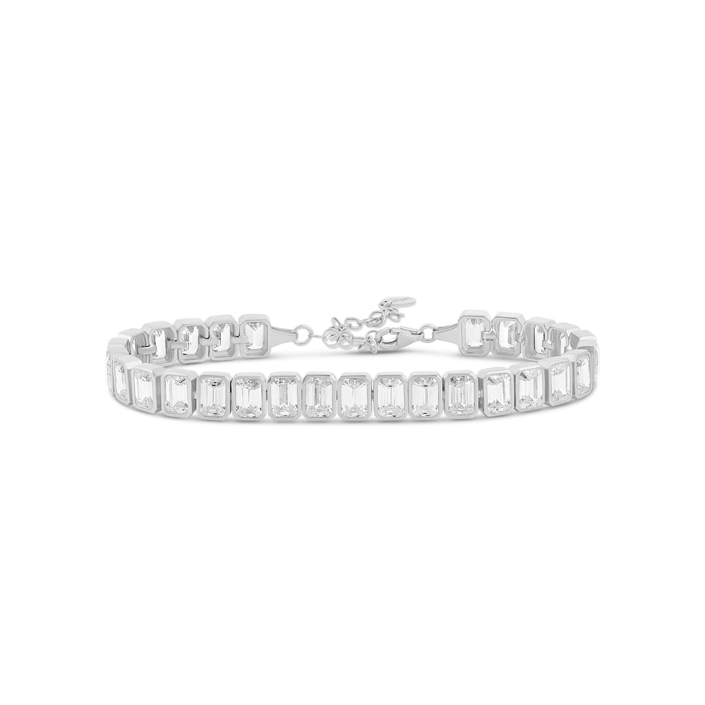 SHYMI Bezel-Set Emerald Tennis Statement Bracelet