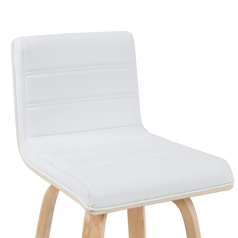 Skara Swivel Bar Stool, Upholstered Bar Height Chair with Bentwood Frame