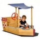 preview thumbnail 2 of 7, Outsunny Pirate Ship Kids Sandbox with Cover, Outdoor Wooden Sandbox Boat Toy for Backyard, Ages 3-8 Years Old
