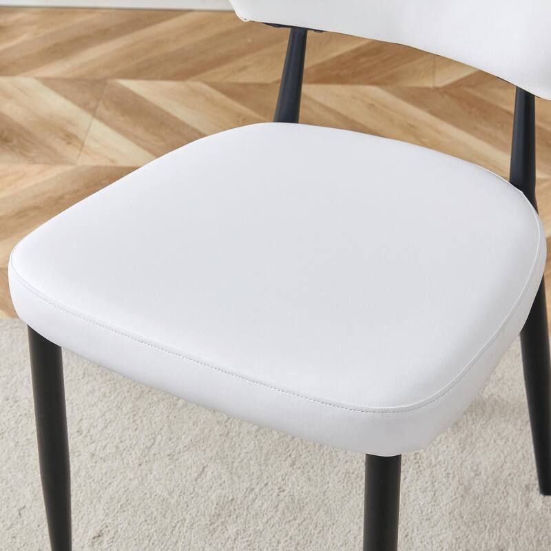 4 Piece PU Leather Ergonomic Dining Chair with Backrest, Metal Legs, Non Slip Feet for Restaurant Kitchen Bedroom Living Room