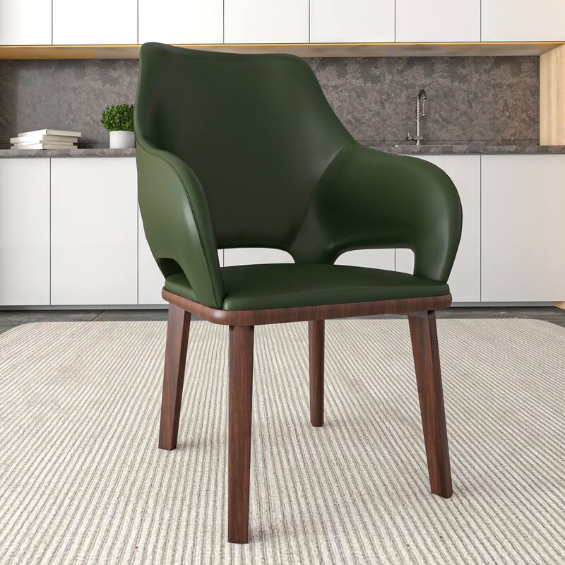 LeisureMod Set of 4 Vivara Leather Dining Chair with Padded Seat - Modern Arm Chair for Home Office Bar & Kitchen