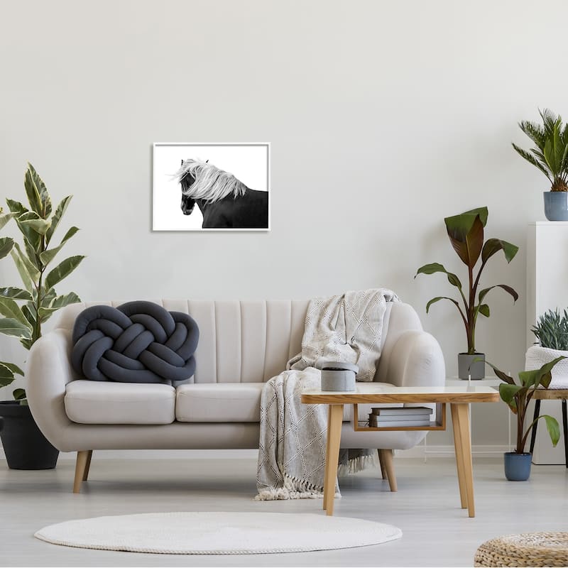 Stupell Equestrian Photography Modern Horse Contrast Black White Framed Wall Art