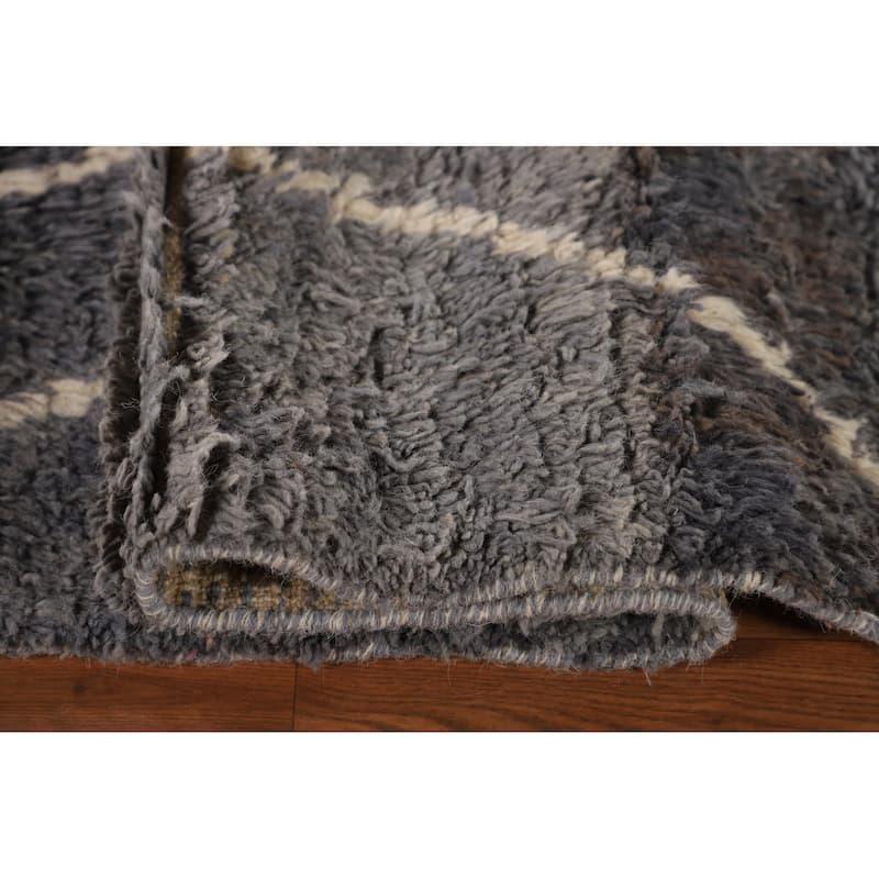 Plush Moroccan Area Rug Hand-Knotted Oriental Wool Carpet - 7'10" x 10'11"