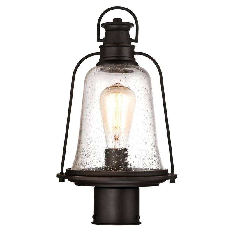 Westinghouse Brynn One-Light Outdoor Post-Top Fixture, Oil Rubbed Bronze Finish with Highlights Finish and Clear Seeded Glass