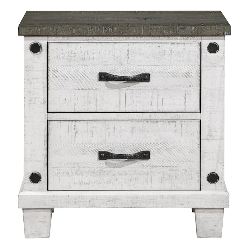 Jarrett Distressed White and Grey 2-Drawer Nightstand