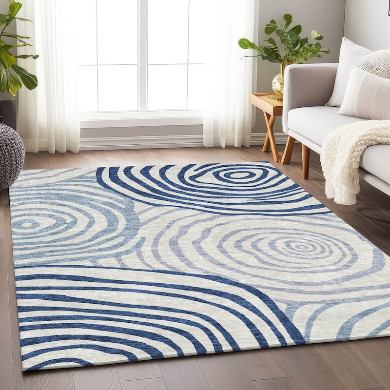 Premium Washable Super Soft Modern Mesmerize Mayfield Rug - Blue - 2' 6" x 3' 10" - Rectangle