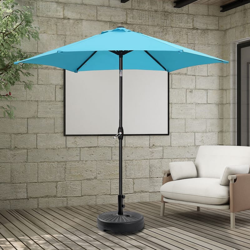 9FT Patio Umbrella with Base Included Outdoor Umbrella with Tilt and Crank - Blue