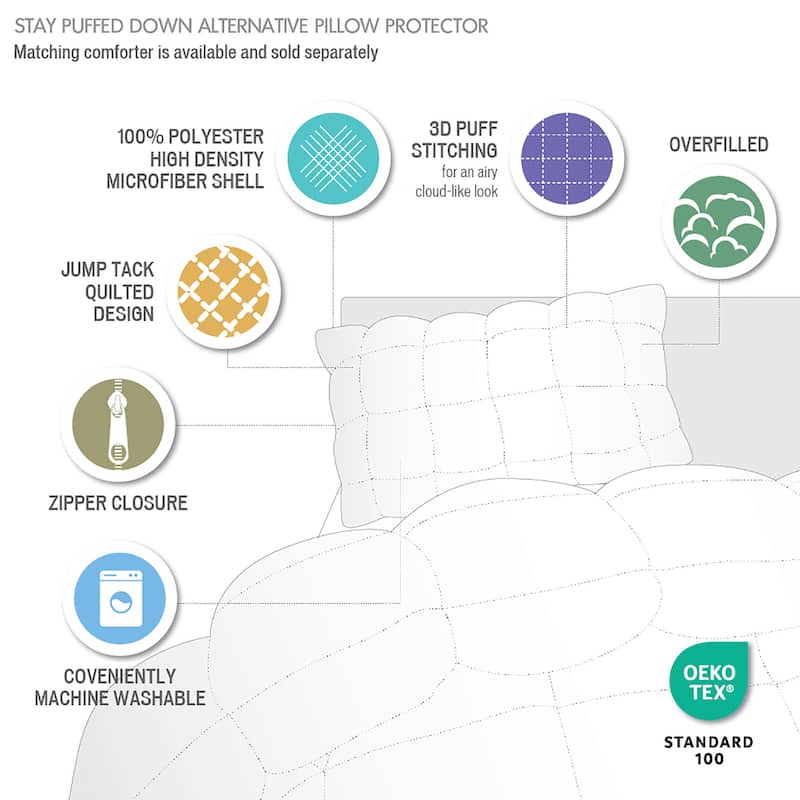 Madison Park Stay Puffed Overfilled Pillow Protector Single Piece