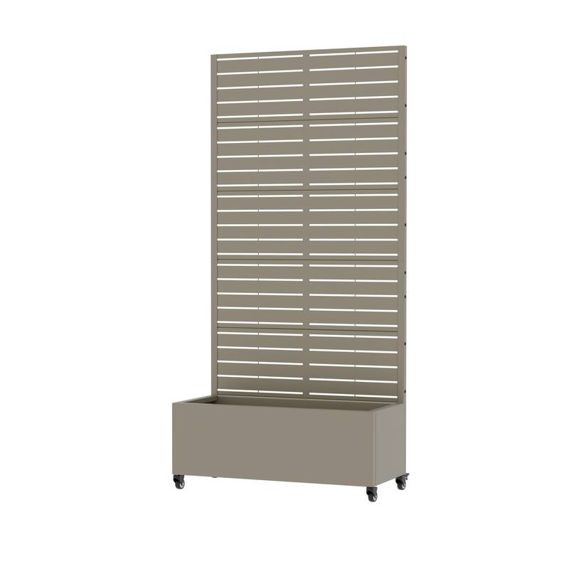 Raised Garden Bed Planter with Trellis Movable Planter Box with Lockable Wheels - 72*35 - Olive Grey