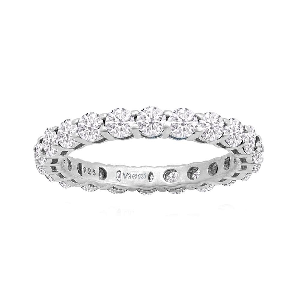 V3 Jewelry Moissanite Sterling Silver Eternity Band Ring