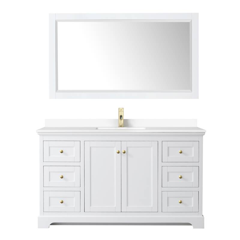 Avery 60 Inch Single Vanity, Cultured Marble Top, 58 Inch Mirror