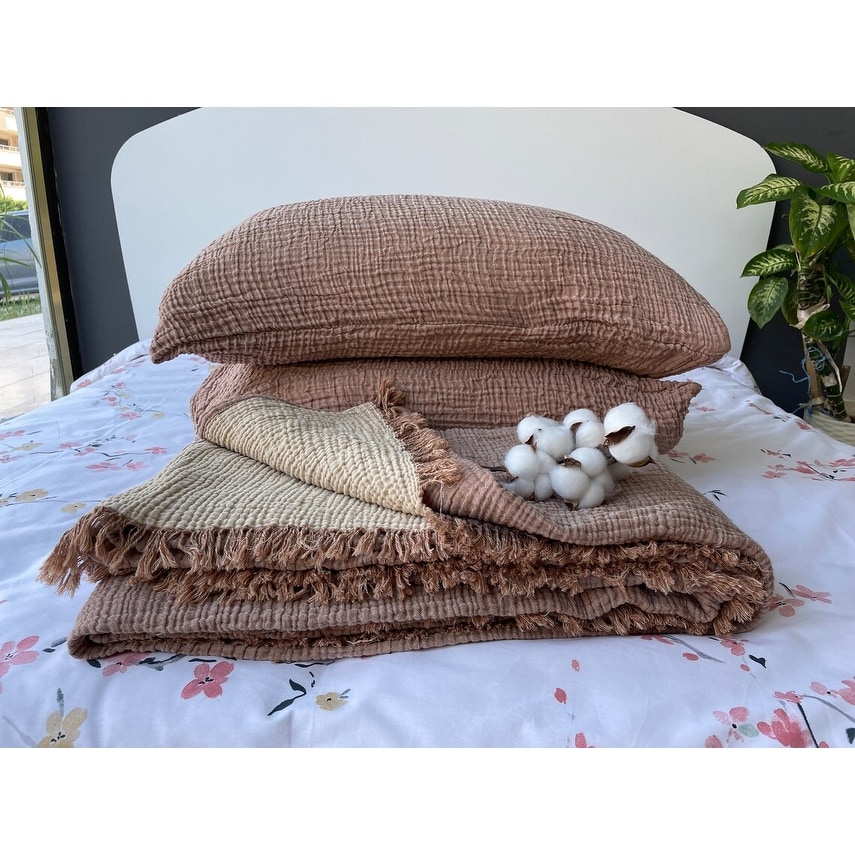 Sussexhome Soft Turkish Cotton Muslin Bed Shams, 2 Pieces - Picture 29 of 85