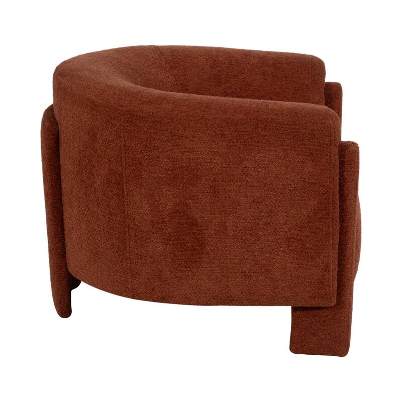 Contemporary Curved Upholstered Barrel Chair Plush Seat and Wood Frame