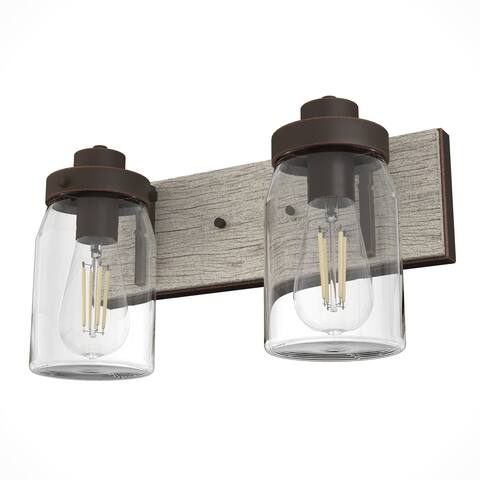 Hunter Devon Park Bathroom Vanity Wall Light, Damp Rated, Rustic, Farmhouse