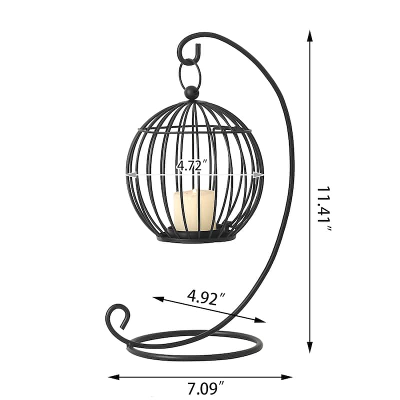 Adeco Birdcage Style Hanging Candle Holder Stand Vintage Lantern