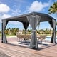 preview thumbnail 8 of 188, EROMMY Outdoor Louvered Pergola Gazebo with Adjustable Aluminum Rainproof Roof 11'x13' A Shape - Dark Gray