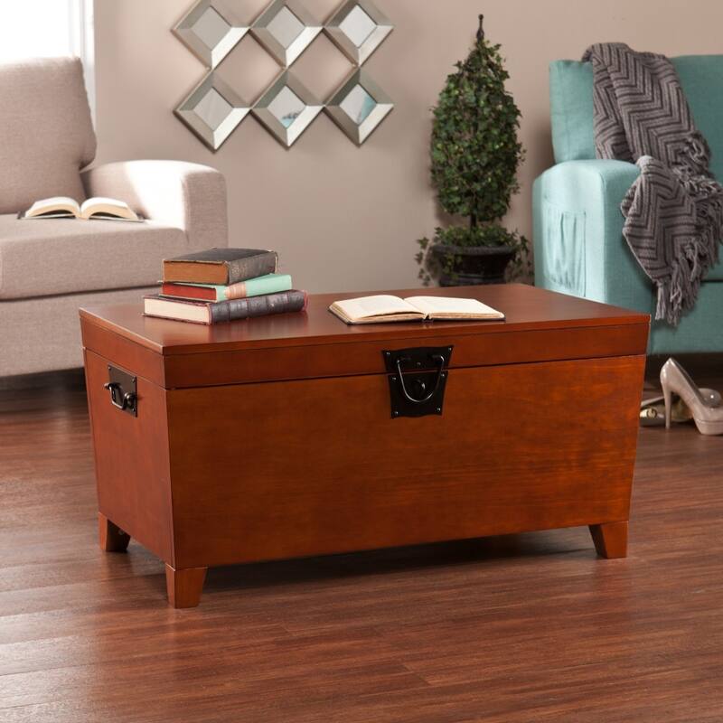 39" Brown Manufactured Wood And Metal Rectangular Coffee Table - 18.75" H x 38.757" W x 21.25" D