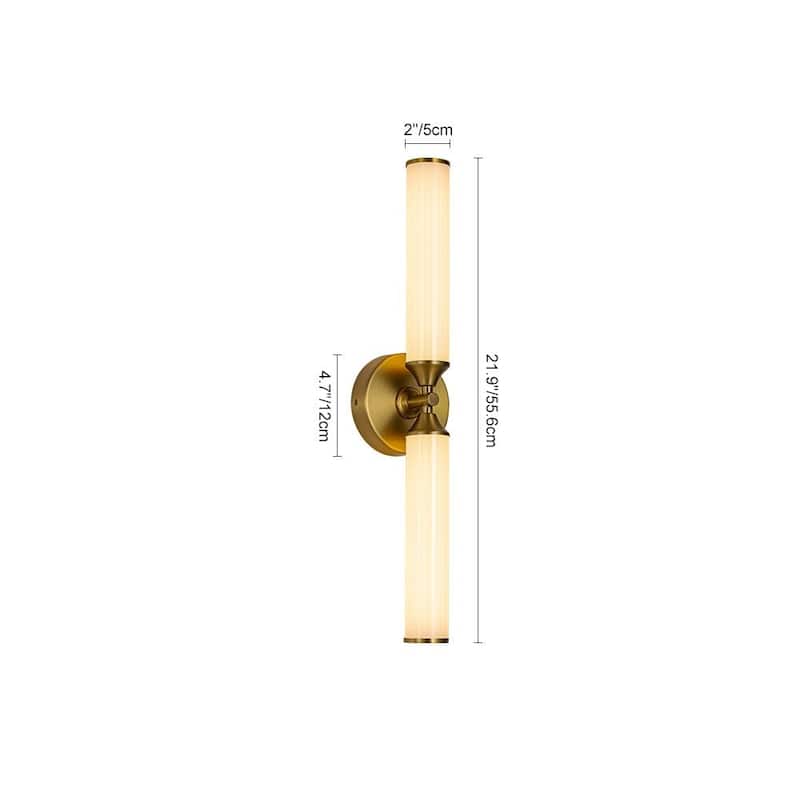 2-Light Dimmable LED Linear Milky Ribbed Tube Vanity Wall Light