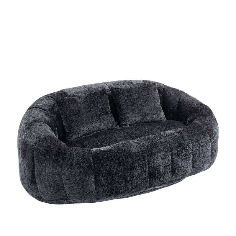 HOMEFUN Chenille Upholstered Durable Comfort Lounger High Back Bean Bag Loveseat Sofa
