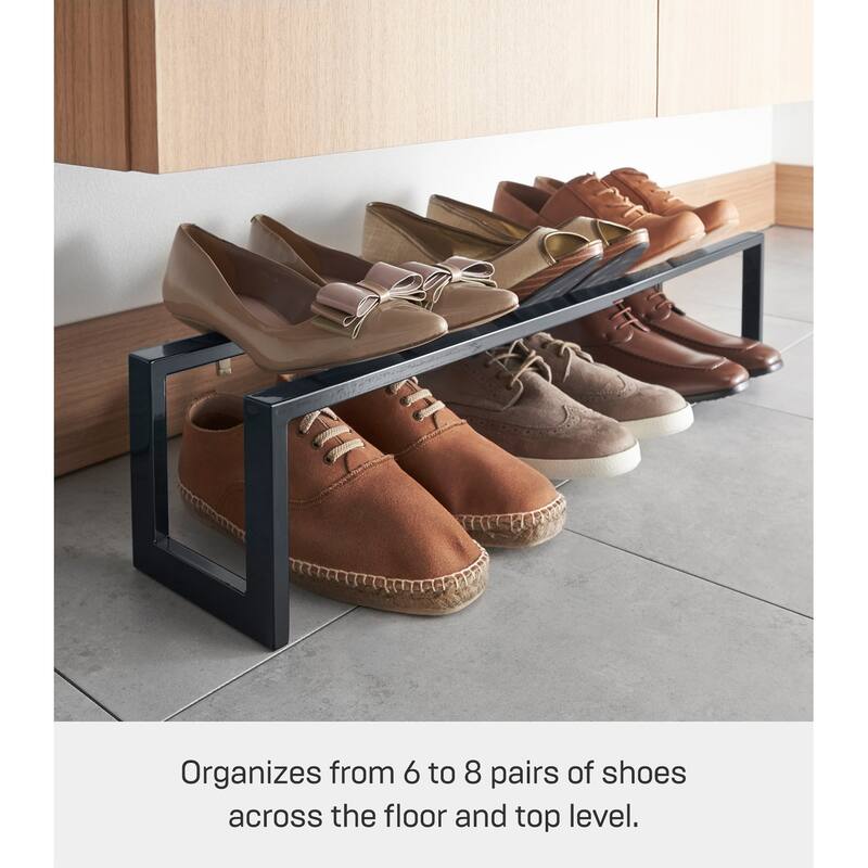 Yamazaki Home Expandable Shoe Rack - Two Sizes, Steel, Single, Holds 4 to 8 shoes, Expandable