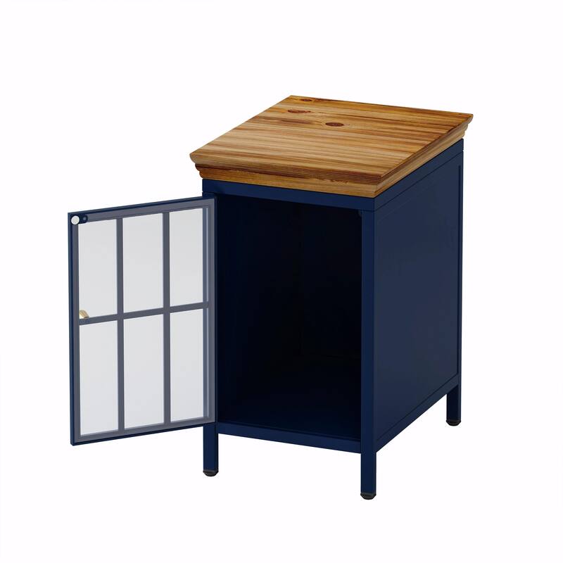 Chic Nightstand with Storage Cabinet & Solid Wood Tabletop