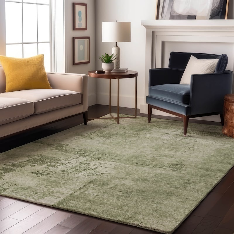 Premium Washable Super Soft Casual Abstract Mayfield Rug - Olive - 10' x 14'
