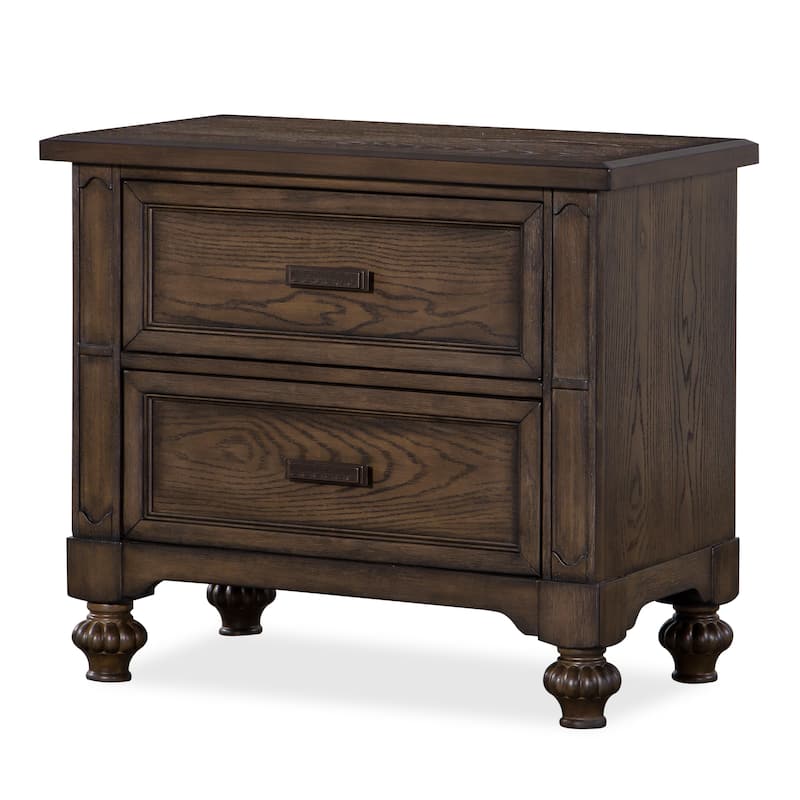 Marina Collection Cherry Brown Wood and Upholstered Bedroom Set