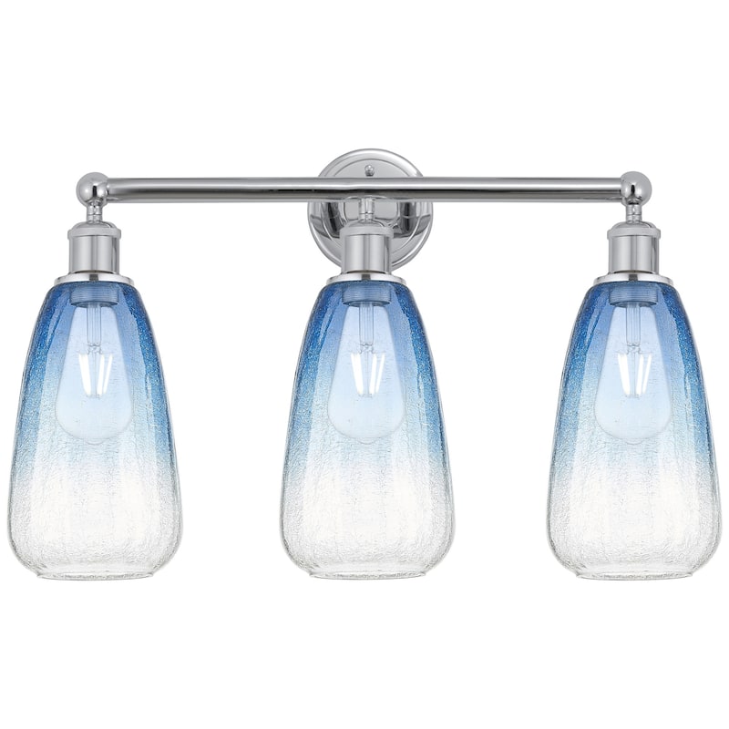 Innovations Lighting 616-3W-16-24 Brookhaven Almond Vanity Brookhaven - Polished Chrome / Sapphire Blue