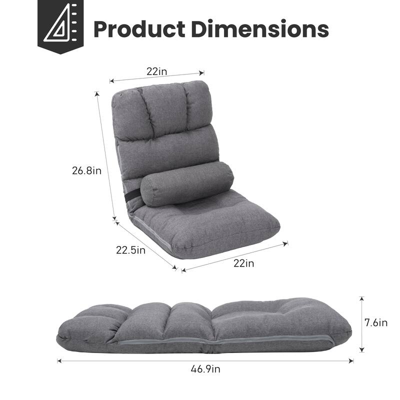 Pellebant Adjustable Padded Floor Chair Recliner With Back Pocket