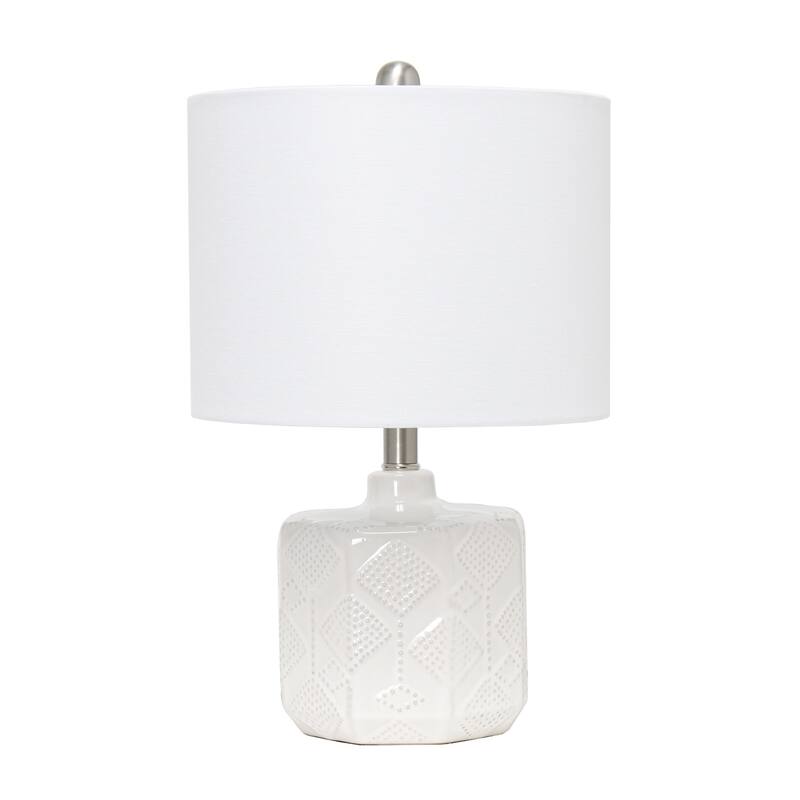 19 in. White Finish Table Lamp with White Shade, Sturdy Table Lamp for Living Rooms and Bedrooms
