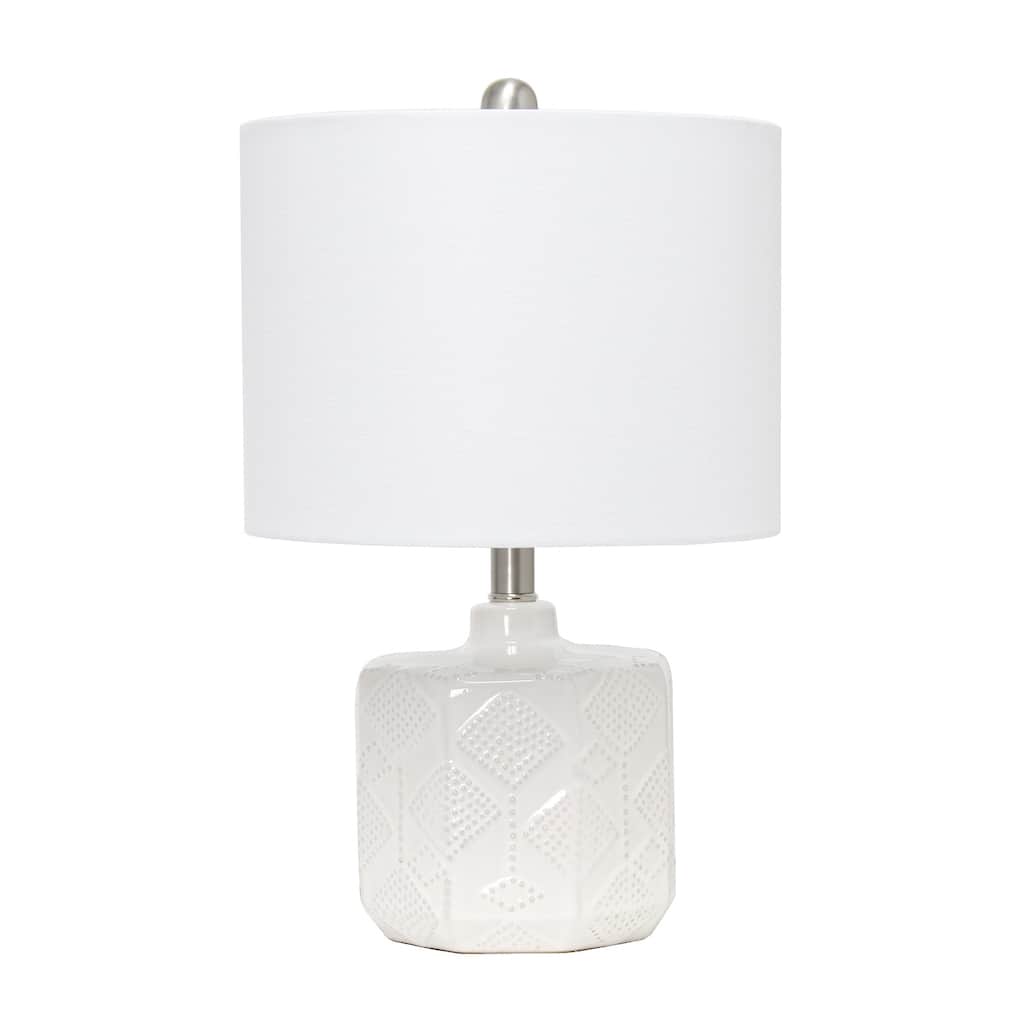 19 in. White Finish Table Lamp with White Shade, Sturdy Table Lamp for Living Rooms and Bedrooms