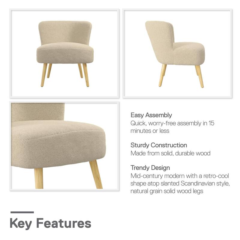 Avenue Greene Eden Boucle Kids Accent Chair with Natural Legs