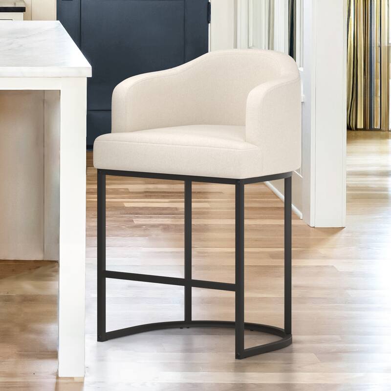 26 in. Bar Stools Upholstered Counter Stools Modern Low Back Metal Kitchen Island Stools - 22.7" W x 21" D x 35.2" H