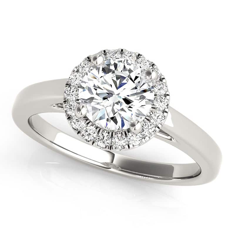 Auriya 14k White Gold Lab Grown Round Diamond Halo Engagement Ring 0.50 to 5.00 ct. tw. (F-G VS) - 1.00 ct. center - 8.5