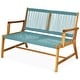 preview thumbnail 3 of 4, Gymax Wooden Rope Bench Loveseat Patio Garden Outdoor w/ Backrest & - 46.5'' x 29.5'' x 32''