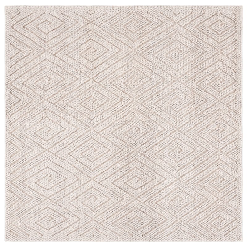 SAFAVIEH Handmade Natura Neschka Geometric Wool Blend Rug - 6' Square - Beige