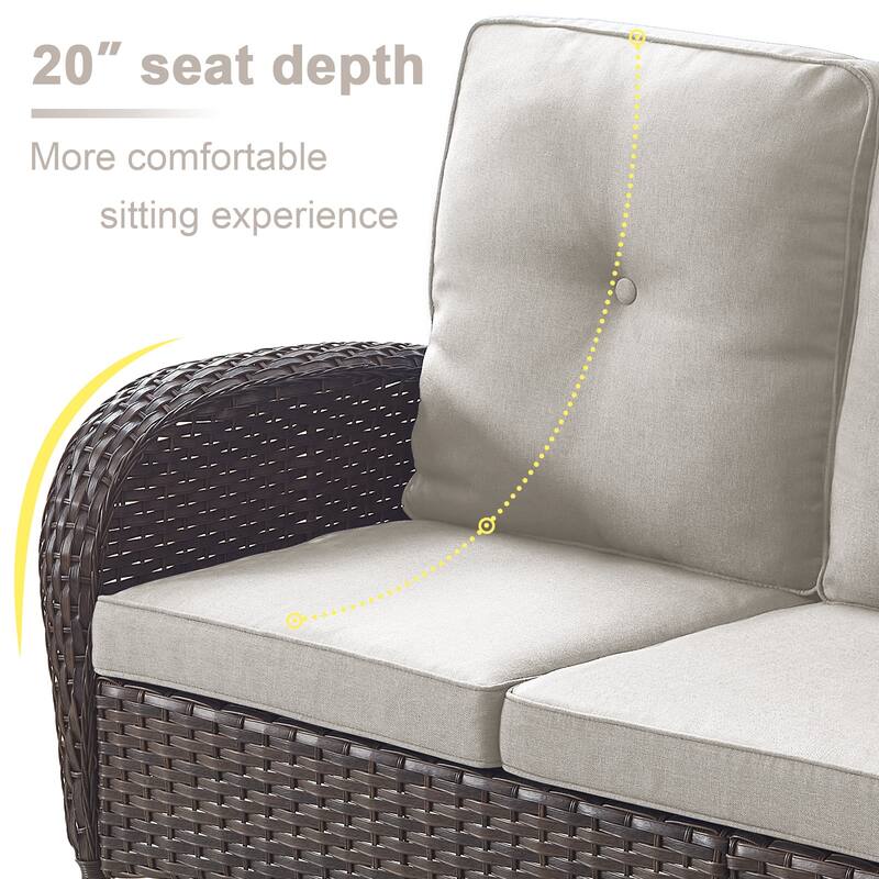 Gymojoy L-Shaped Outdoor Sectional Sofa Set, PE Wicker Couch with Water-Resistant Olefin Cushions