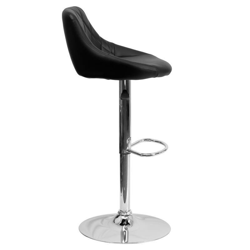 Vinyl Bucket Seat Adjustable Diamond Back Barstool (Set of 2) - 18.50"W x 19"D x 33.25" - 41.75"H
