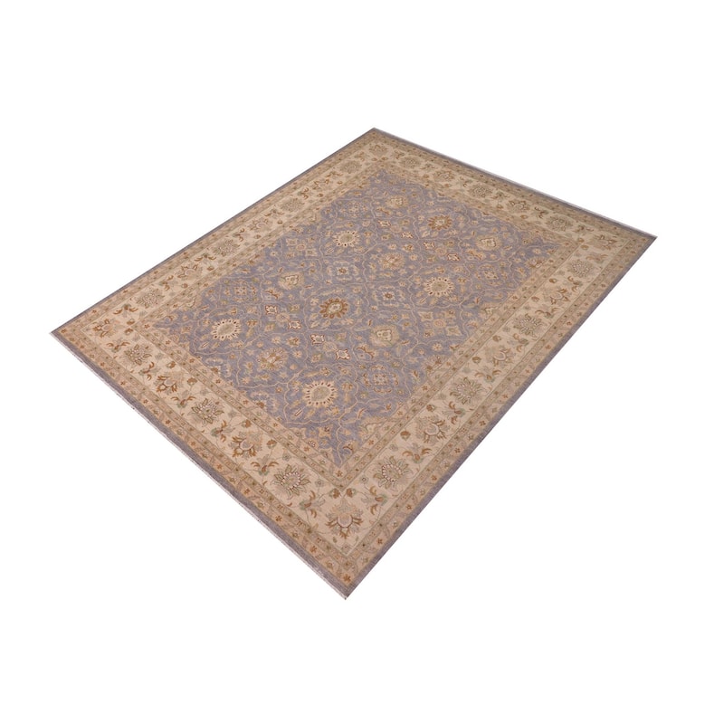 Bohemian Ziegler Anabel Gray Beige Hand-Knotted Wool Rug - 9'9'' x 13'7''